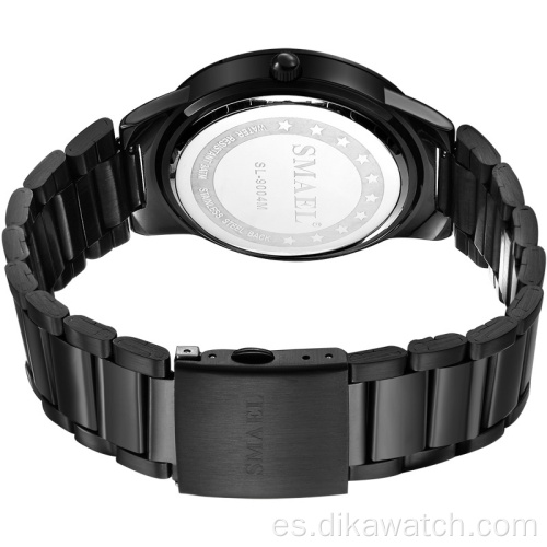 Relojes SMAEL para hombre, marca de lujo, simple, negro, inoxidable